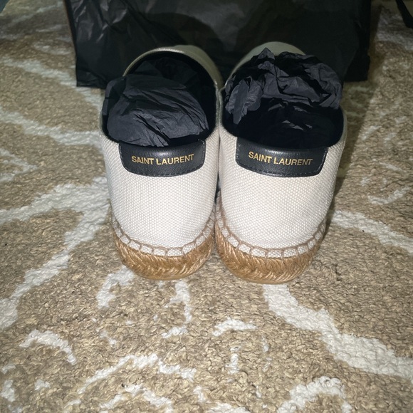 Saint Laurent Black and Cream Espadrilles - Picture 5 of 17